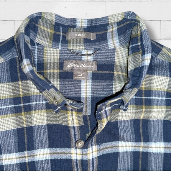 Eddie Bauer Men’s Classic Fit Plaid Flannel Button-Down Shirt L 100% Cotton - Picture 6 of 11